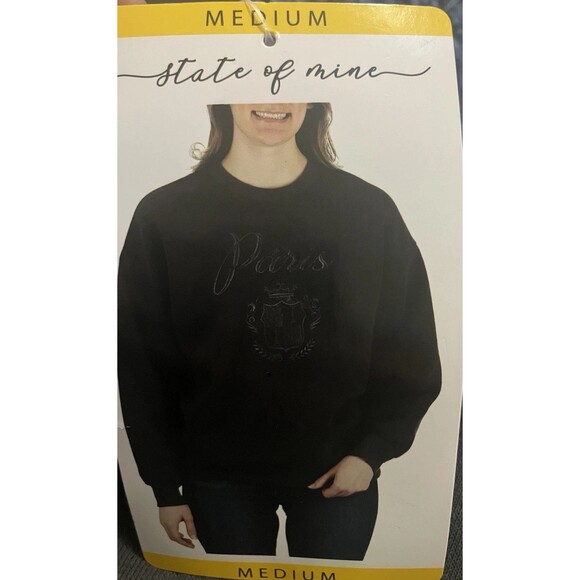 NWT Women's State of Mine Paris Crewneck Pullover Sweatshirt Medium M - Picture 9 of 10